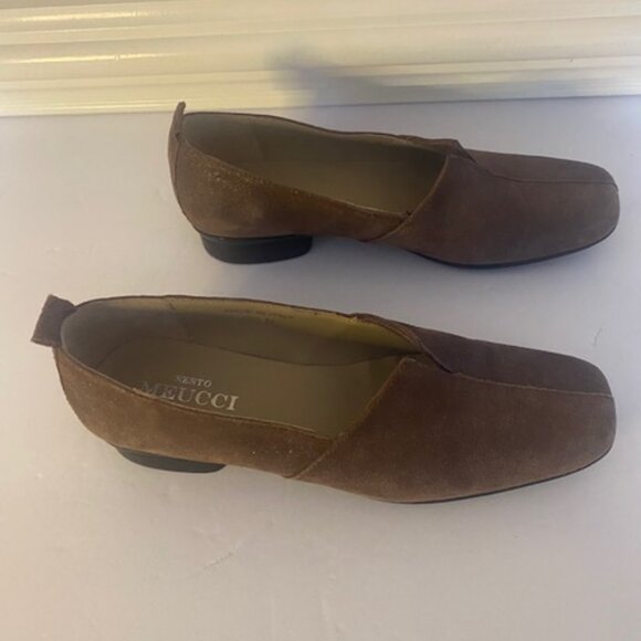 Sesto Meucci Brown Metallic Suede Slip On Women's Flats Size 6.5N - Picture 4 of 7
